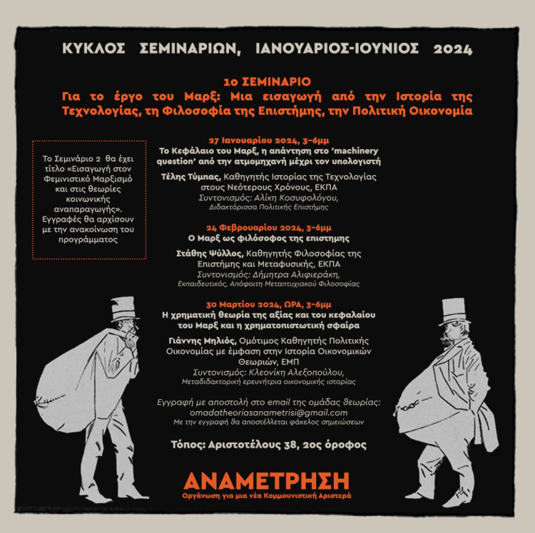 Κυκλός Σεμιναρίος για το έργο του Μαρξ (Ιανουάριο – Ιούνιο 2024)