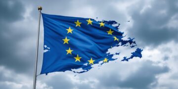 Σημαία ευρωπαϊκής ένωσης σκισμένη