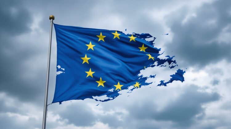 Σημαία ευρωπαϊκής ένωσης σκισμένη
